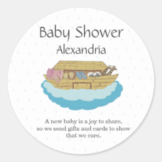 Gender Neutral Cute Baby Shower Ark Classic Round Sticker