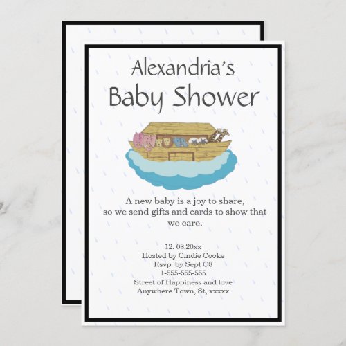 Gender Neutral Cute Baby Shower Ark Invitation