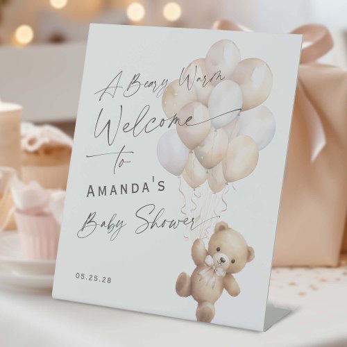 Gender Neutral Cute Beige Bealy wait Welcome Sign