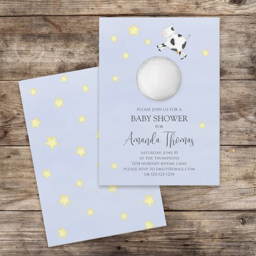 Gender Neutral Cute Cow Jumped Over the Moon Invitation