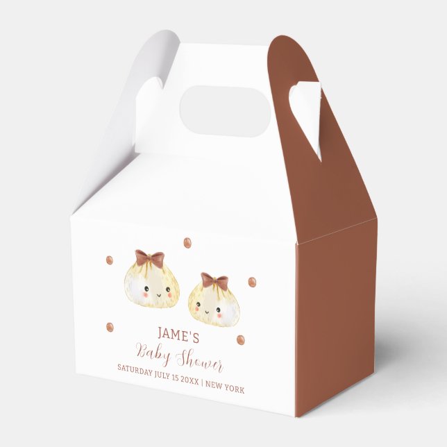 Gender Neutral Cute Dumpling Baby Shower  Favor Boxes (Front Side)