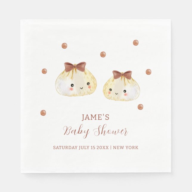 Gender Neutral Cute Dumpling Baby Shower  Napkins (Front)