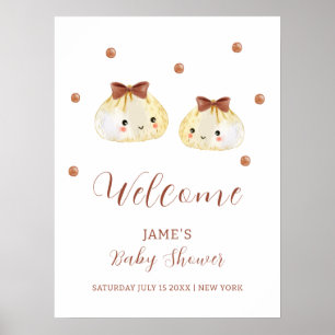 Gender Neutral Cute Dumpling Baby Shower Welcome Poster