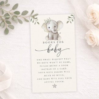 Gender Neutral Cute Elephant Books for Baby Card