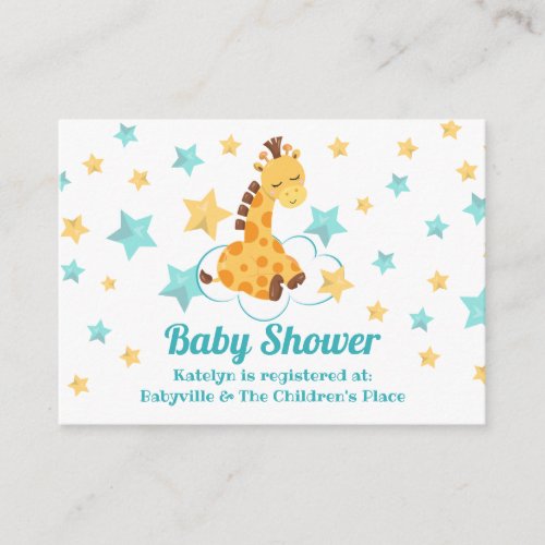 Gender Neutral Cute Giraffe  Stars Baby Shower Enclosure Card