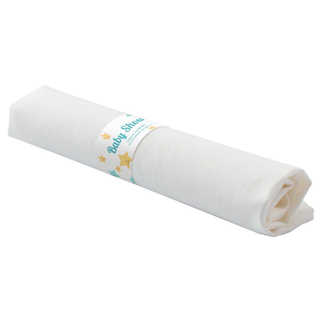 Gender Neutral Cute Giraffe & Stars Baby Shower Napkin Bands (Angled)