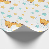 Gender Neutral Cute Giraffe & Stars Baby Shower Wrapping Paper (Corner)
