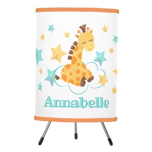 Gender Neutral Cute Giraffe  Stars Monogram Baby Tripod Lamp