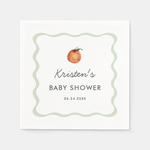 Gender Neutral Cutie Tangerine Baby Shower Napkins