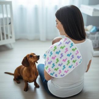 Gender Neutral Dachshund Baby Burp Cloth