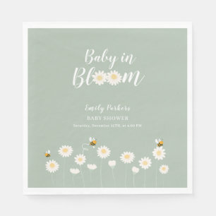 Gender Neutral Daisy Floral Baby In Bloom Shower Napkins