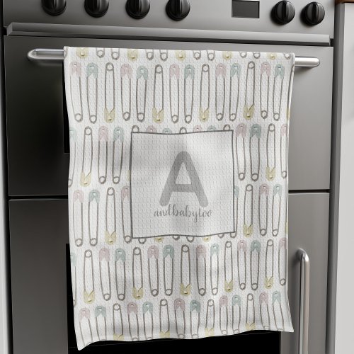 Gender Neutral Diaper Pin Pattern Kitchen Towel