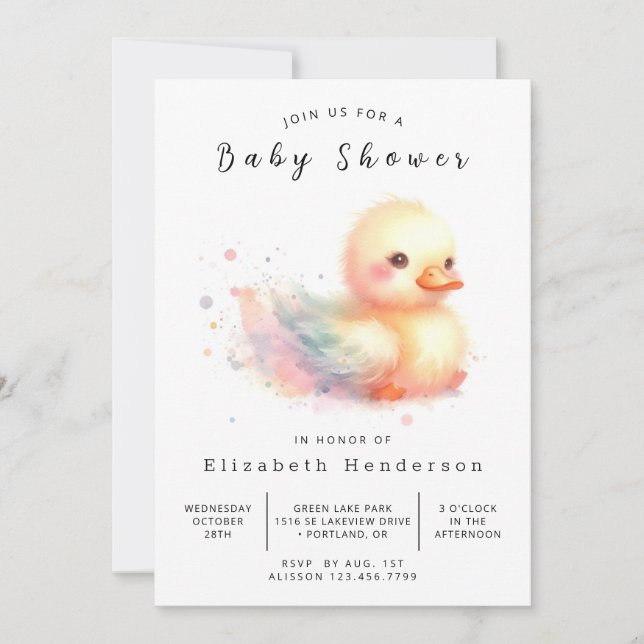 Gender Neutral Digital Duck Baby Shower  Invitation (Front)
