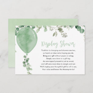 Gender neutral Display Shower balloon eucalyptus Enclosure Card