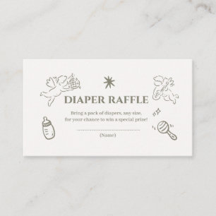 Gender Neutral doodle cupid Baby Shower green Enclosure Card
