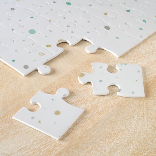 Gender neutral dots _ teal gold and gray jigsaw puzzle