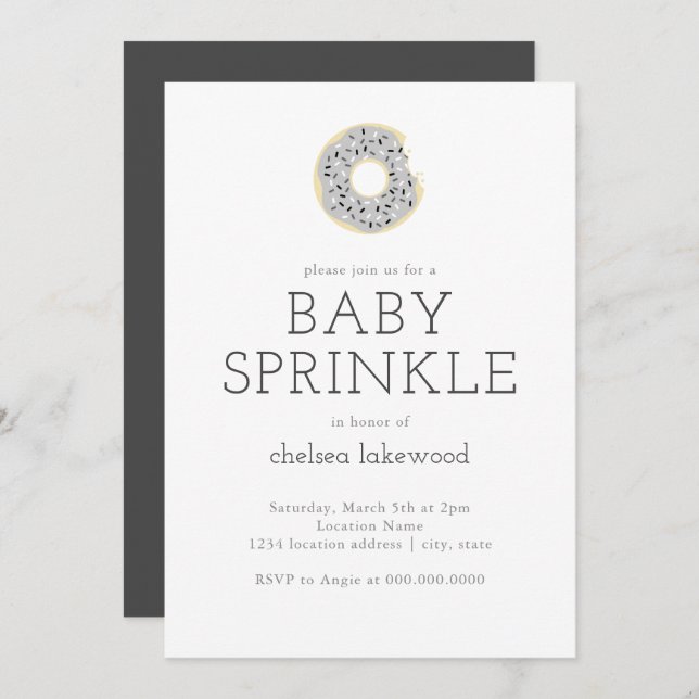 Gender Neutral Doughnut Baby Sprinkle Invitation (Front/Back)