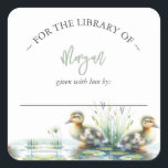 Gender Neutral Duck Baby Shower Bookplate<br><div class="desc">Gender neutral baby shower bookplate sticker featuring watercolor ducks. Use the template fields to add your personalization in charcoal grey and sage green over a white background. A great addition for baby's first library or use as a custom "This Book Belongs To" sticker. Pair's beautifully with my matching Bring a...</div>