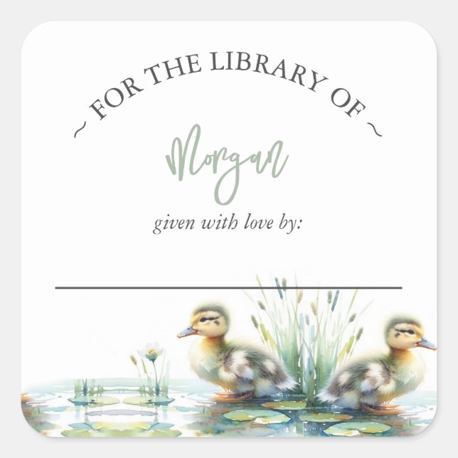 Gender Neutral Duck Baby Shower Bookplate (Front)