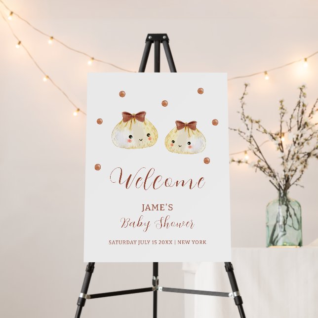 Gender Neutral Dumpling Baby Shower Welcome Sign (In Situ (Stand))