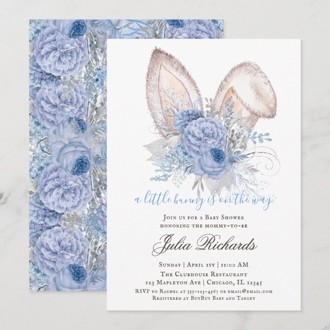 Gender neutral Easter bunny baby shower Invitation (Front/Back)