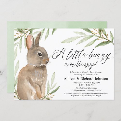 Gender neutral easter bunny couples baby shower invitation