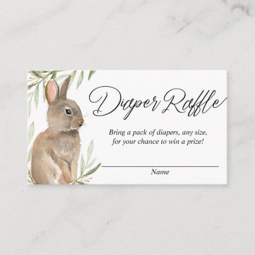 Gender neutral easter bunny diaper raffle cards