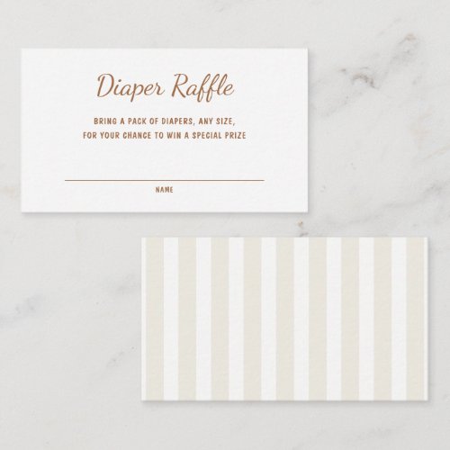 Gender Neutral Ecru Stripes Diaper Raffle Enclosure Card