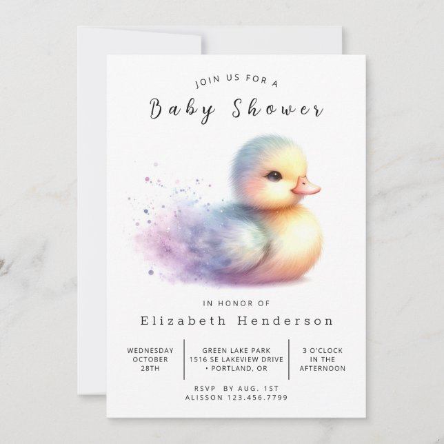 Gender Neutral Editable Duck Baby Shower Invitation (Front)