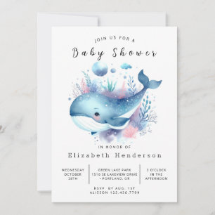 Gender Neutral Editable Whale Baby Shower Invitation