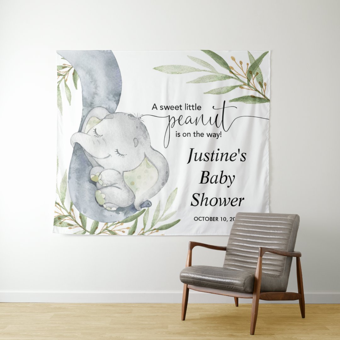 Gender neutral elephant baby shower backdrop sign Zazzle