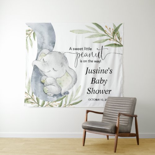 Gender neutral elephant baby shower backdrop sign