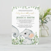 Gender Neutral Elephant Baby Shower By Mail Invitation (Standing Front)