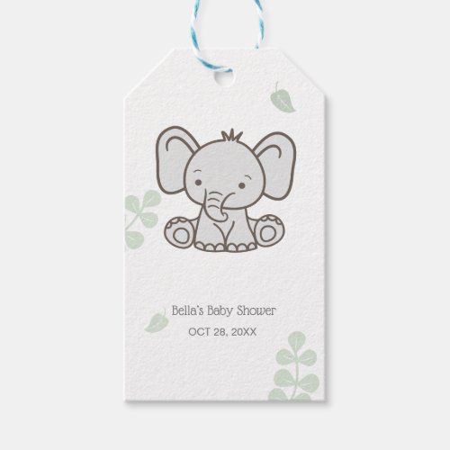 Gender Neutral Elephant Baby Shower Gift Tags