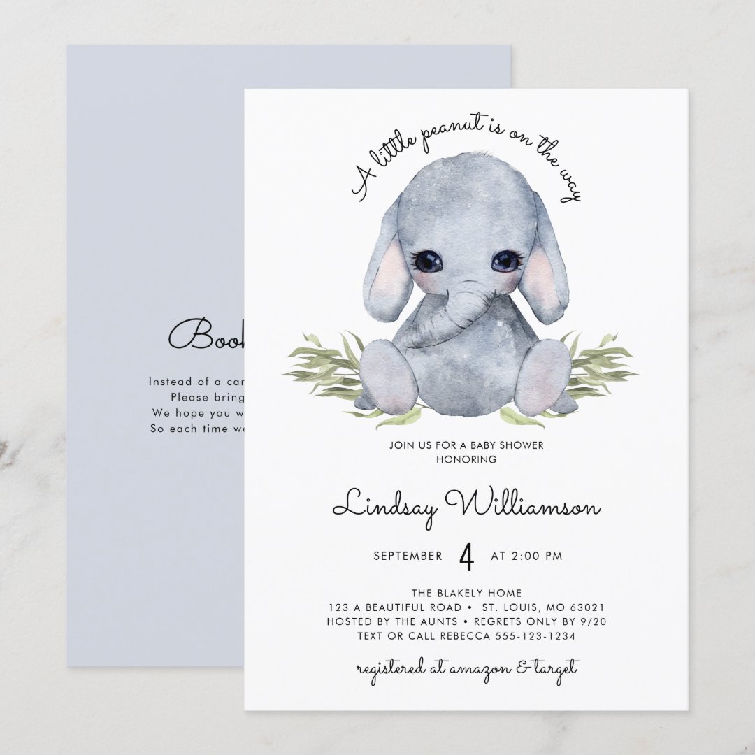 Gender Neutral Elephant Baby Shower Invitation Zazzle