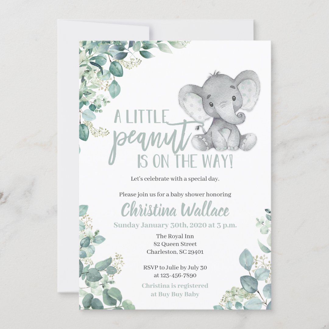 Gender Neutral Elephant Baby Shower Invitations Zazzle