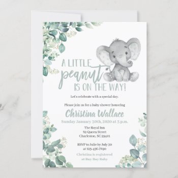 Gender Neutral Elephant Baby Shower Invitations by PartyPrintery at Zazzle