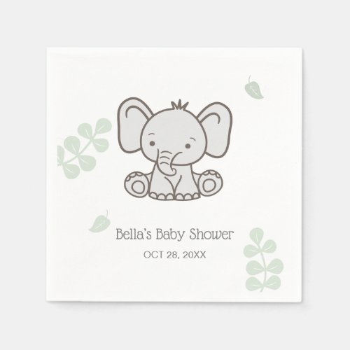 Gender Neutral Elephant Baby Shower Napkins