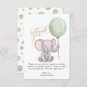 Gender Neutral Elephant Baby Shower Thank You Card
