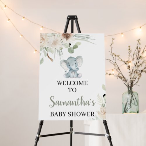  Gender Neutral Elephant Baby Shower Welcome Sign 