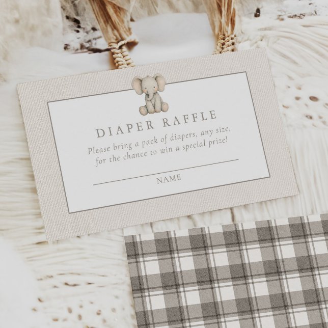 Gender Neutral Elephant Diaper Raffle Ticket Enclosure Card (Creator Uploaded)