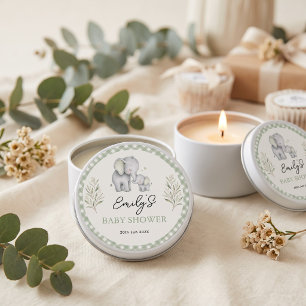 Gender Neutral Elephant Eucalyptus Baby Shower Mini Candle Favors