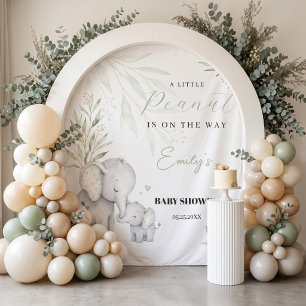 Gender Neutral Elephant Green Baby Shower Backdrop