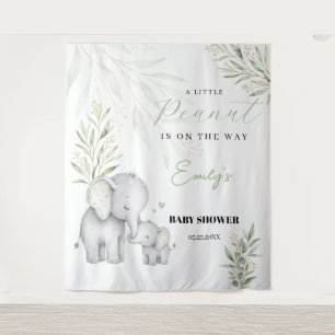 Gender Neutral Elephant Green Baby Shower Backdrop