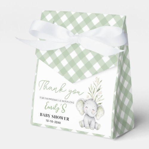 Gender Neutral Elephant Greenery Baby Shower Favor Boxes