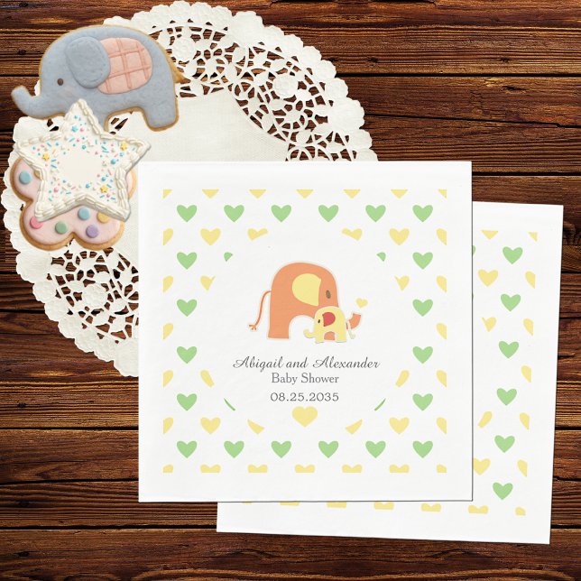  Gender Neutral Elephant Theme Baby Shower Napkin (Creator Uploaded)