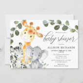 Gender neutral eucalyptus cute safari baby shower invitation (Front)