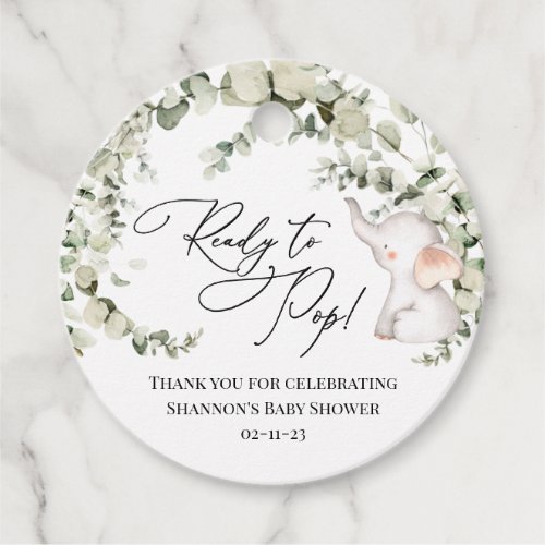 Gender Neutral Eucalyptus Elephant Baby Shower Favor Tags