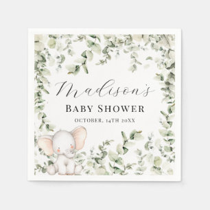 Gender Neutral Eucalyptus Elephant Baby Shower Napkins