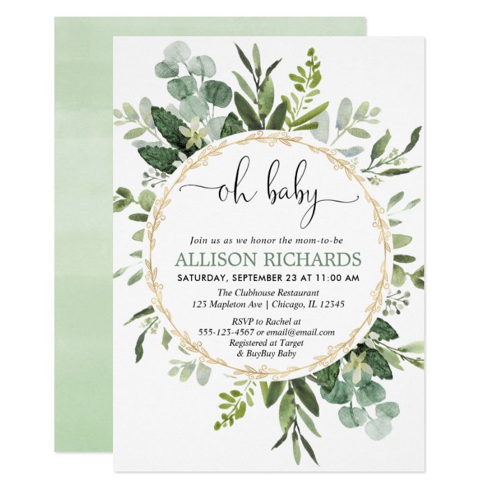 eucalyptus baby shower invitations